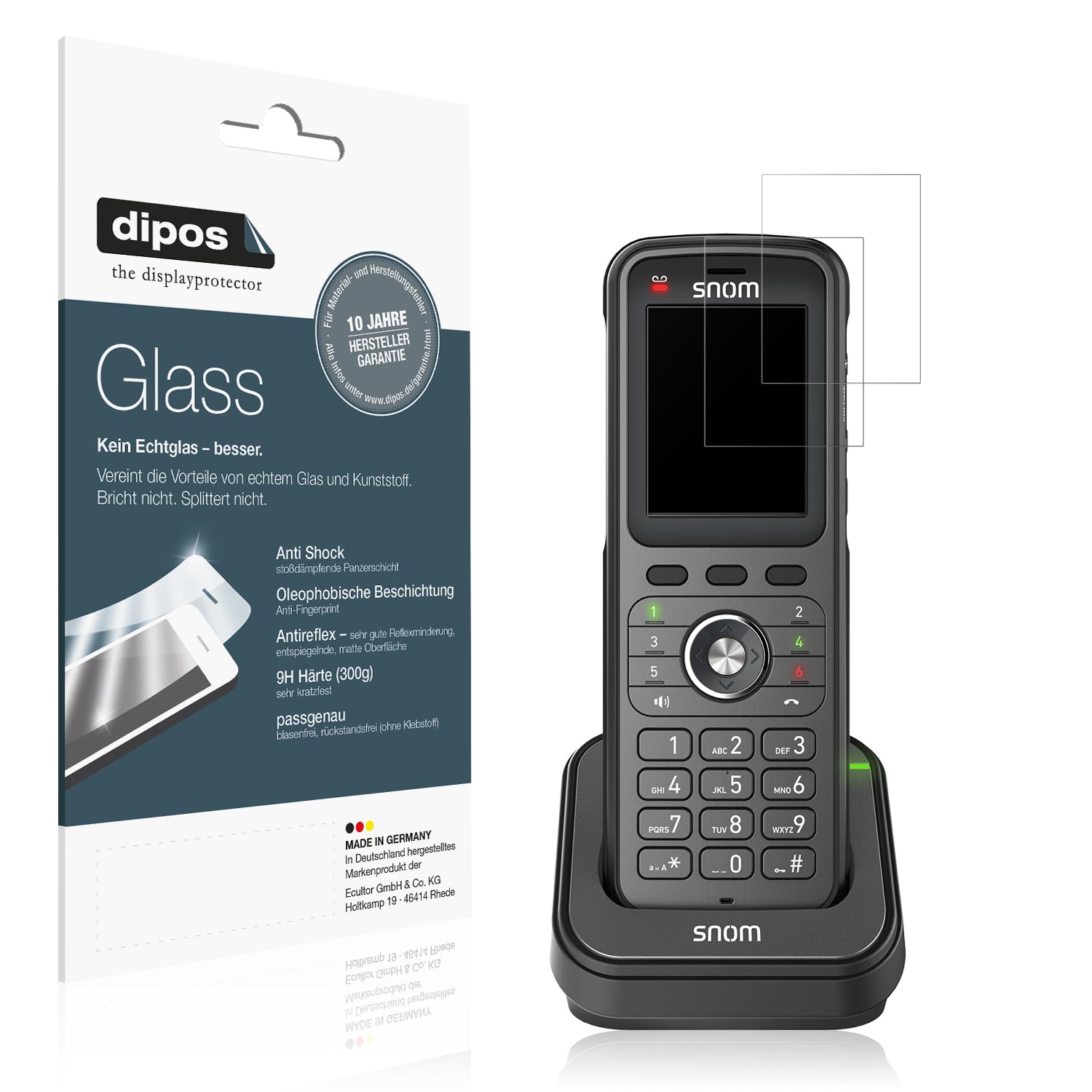 Matte Displayschutzfolie von dipos passend für Snom M56 Dect, 9H kratzfest und blasenfrei montiert