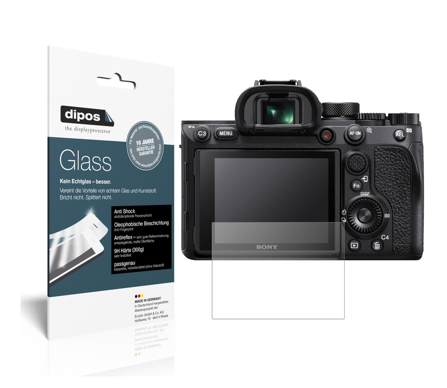 Matte Displayschutzfolie von dipos passend für Sony A7R IV, 9H kratzfest und blasenfrei montiert