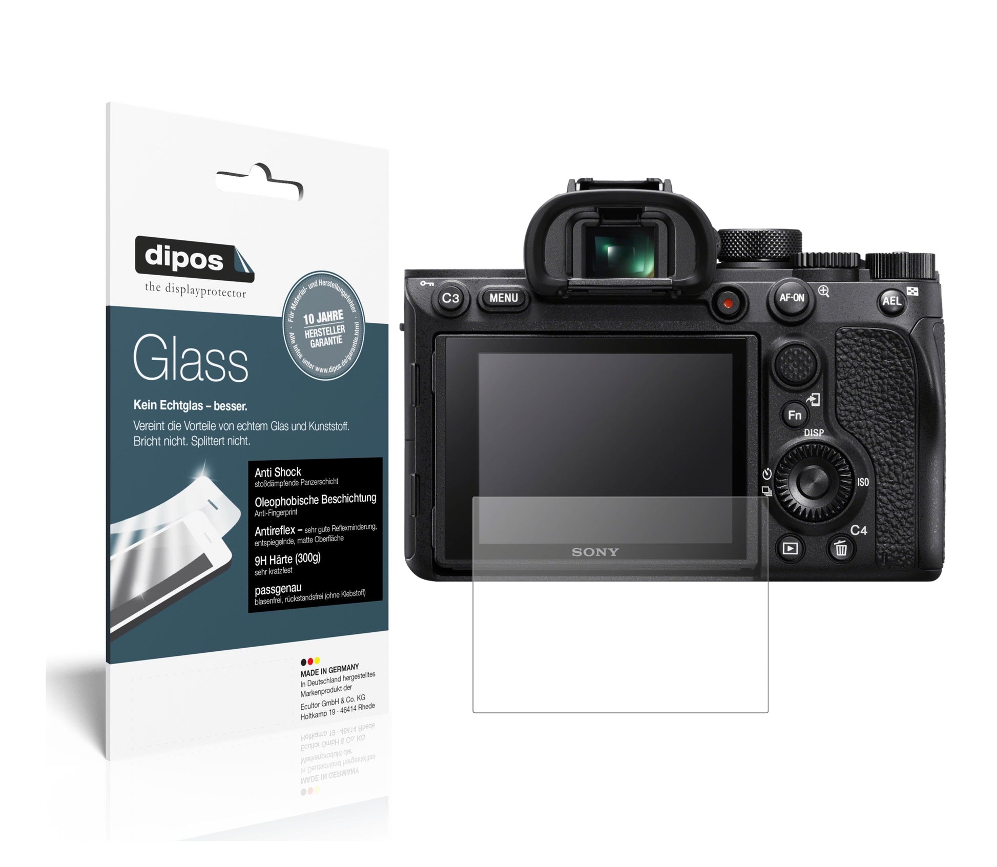 Matte Displayschutzfolie von dipos passend für Sony A7R IV, 9H kratzfest und blasenfrei montiert