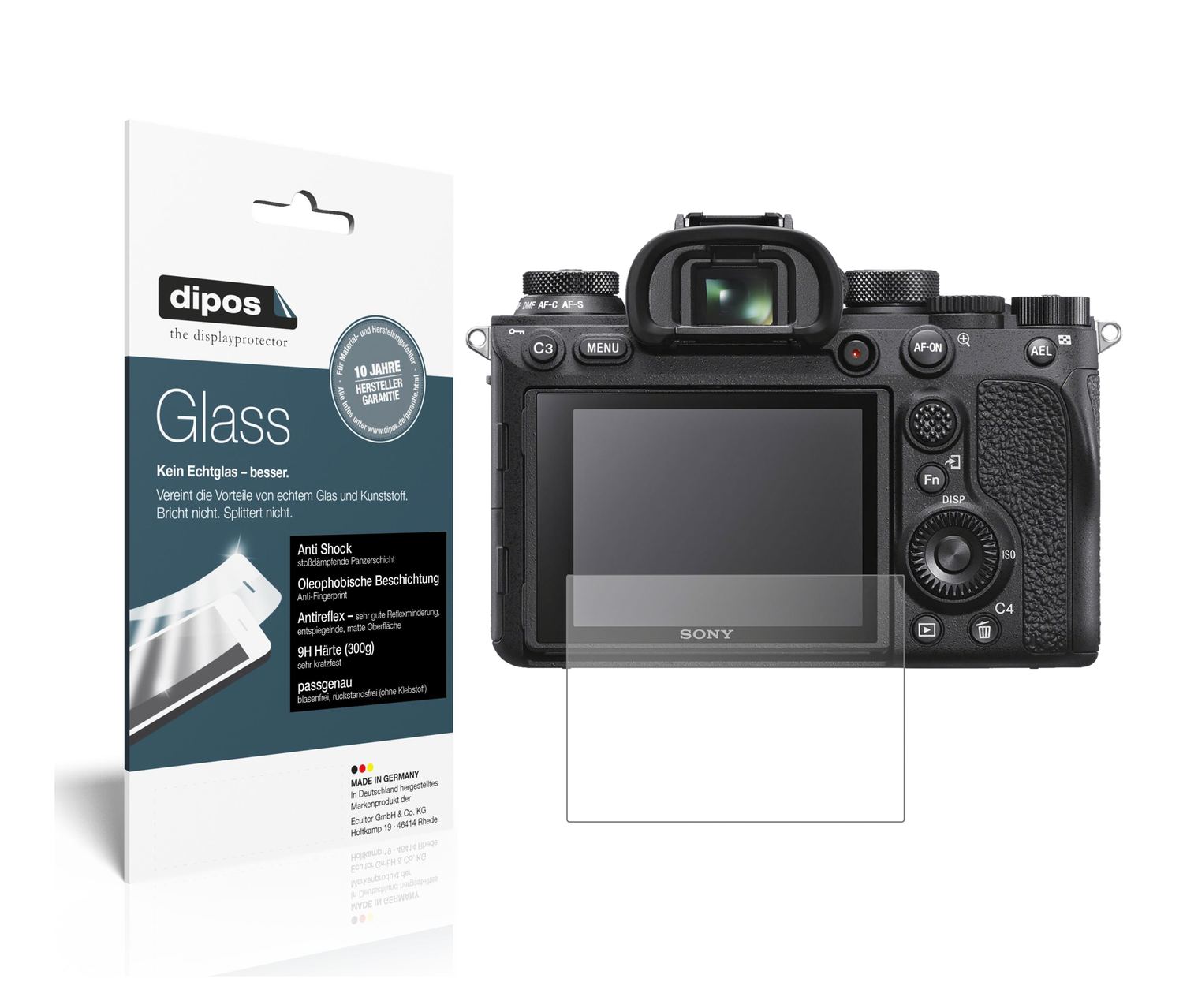 Matte Displayschutzfolie von dipos passend für Sony Alpha 7R III, 9H kratzfest und blasenfrei montiert