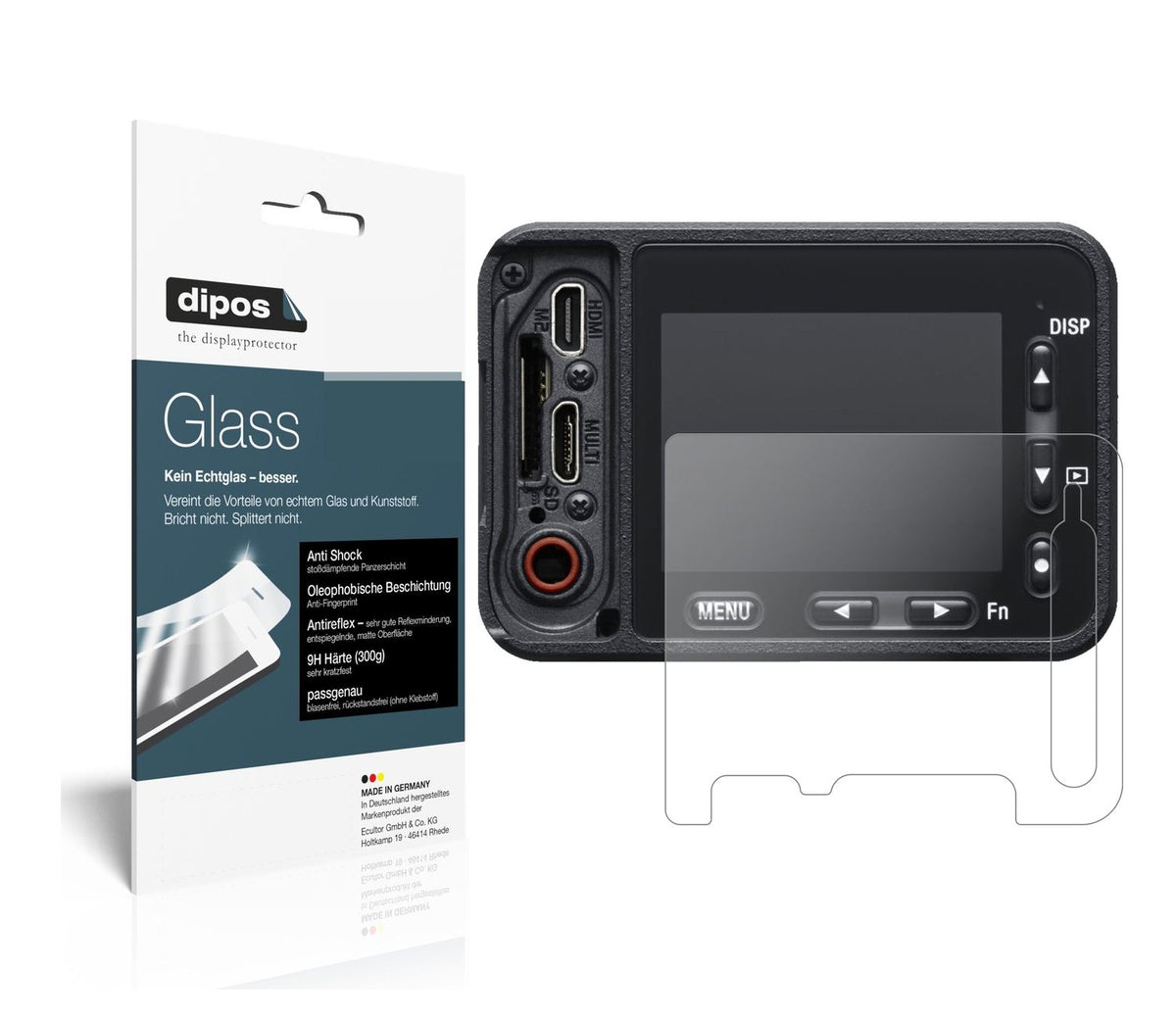 Matte Displayschutzfolie von dipos passend für Sony Cyber-Shot DSC-RX 0, 9H kratzfest und blasenfrei montiert