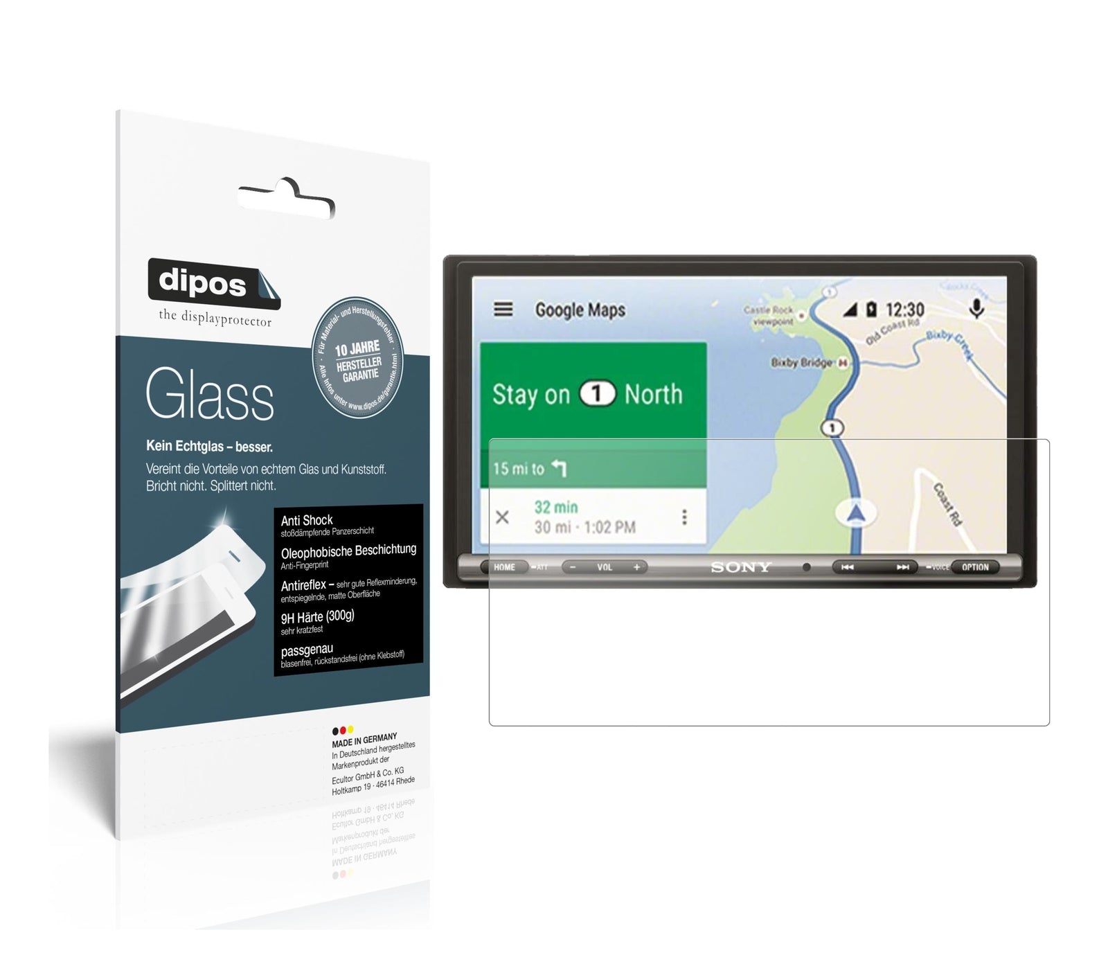 Matte Displayschutzfolie von dipos passend für Sony XAV-AX3005 Auto-Radio, 9H kratzfest und blasenfrei montiert