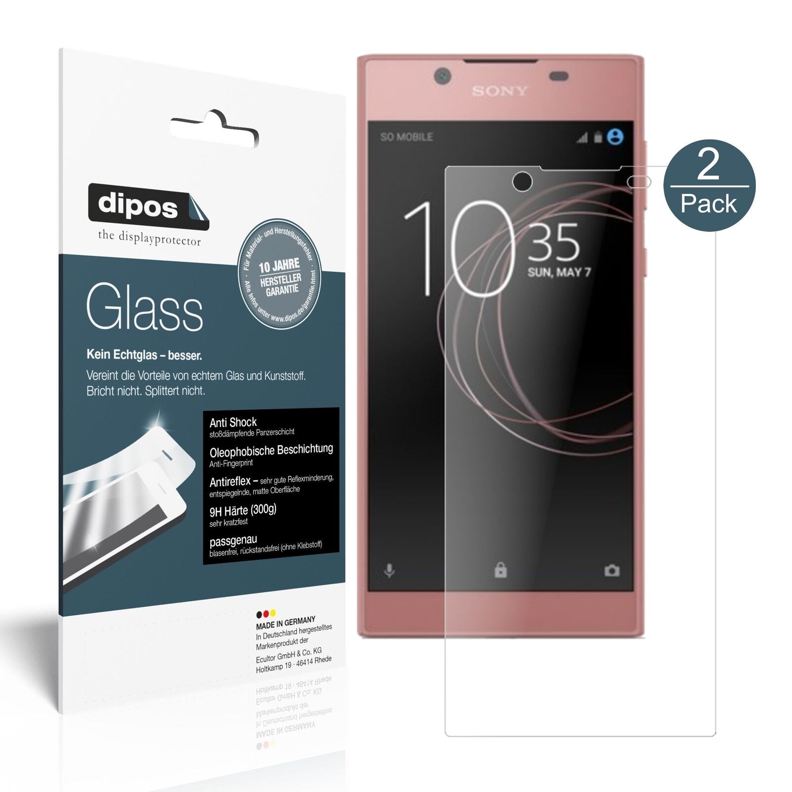Matte Displayschutzfolie von dipos passend für Sony Xperia L1, 9H kratzfest und blasenfrei montiert