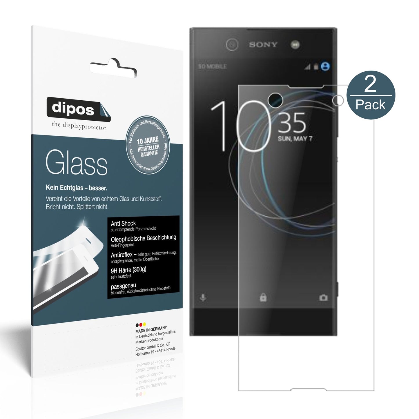 Matte Displayschutzfolie von dipos passend für Sony Xperia XA1 Ultra, 9H kratzfest und blasenfrei montiert