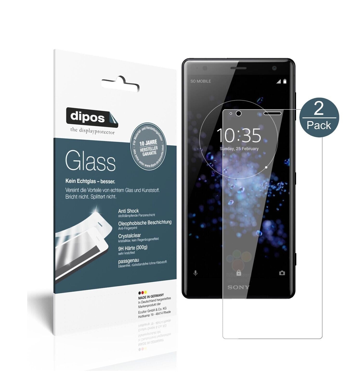 Klare Displayschutzfolie von dipos passend für Sony Xperia XZ2 Premium, 9H kratzfest und blasenfrei montiert