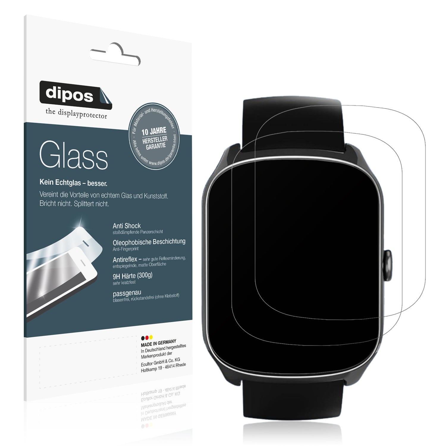 Matte Displayschutzfolie von dipos passend für Stecei S68 1.95 Zoll, 9H kratzfest und blasenfrei montiert