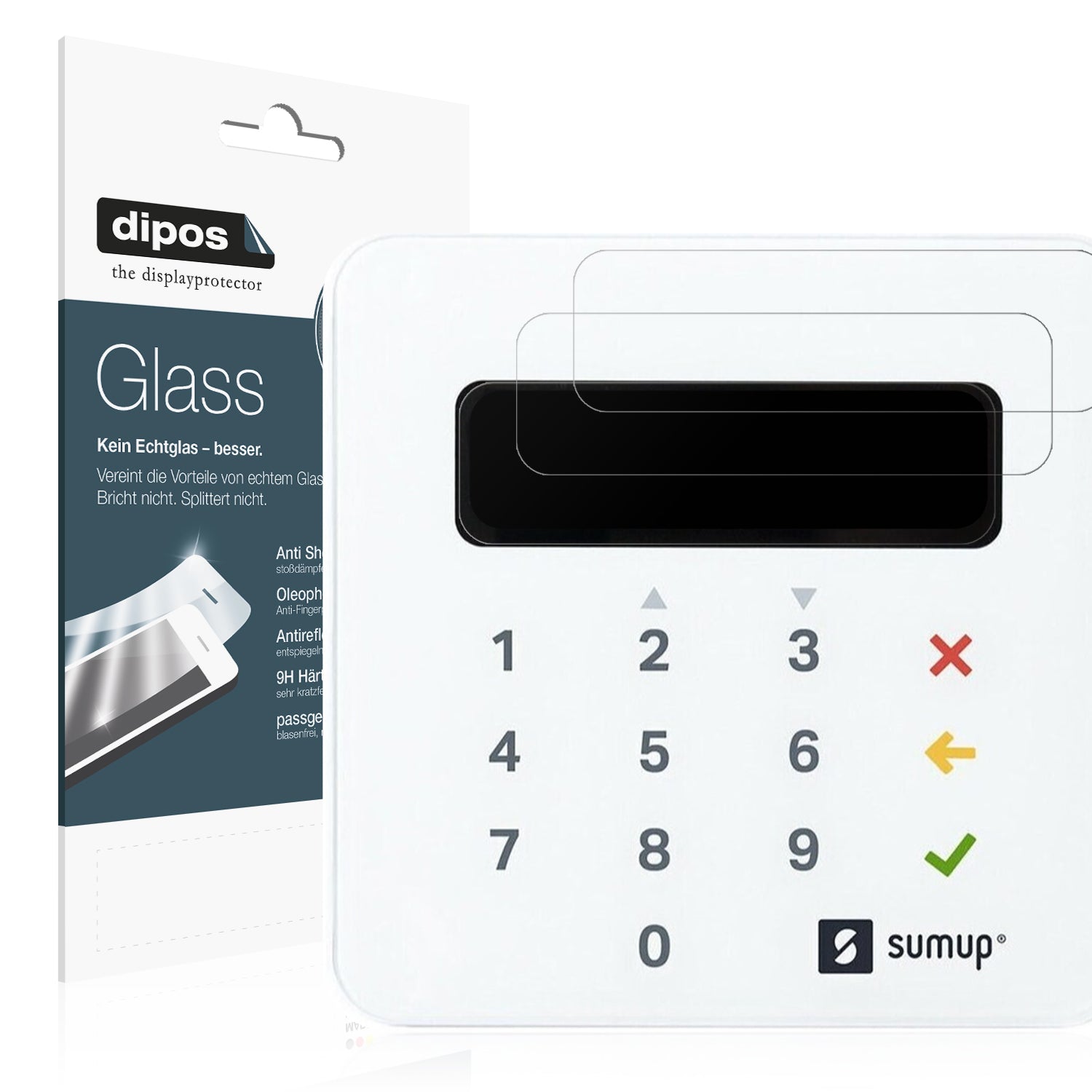 Matte Displayschutzfolie von dipos passend für SumUp Air, 9H kratzfest und blasenfrei montiert