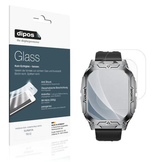 Matte Displayschutzfolie von dipos passend für SUNKTA TX12, 9H kratzfest und blasenfrei montiert