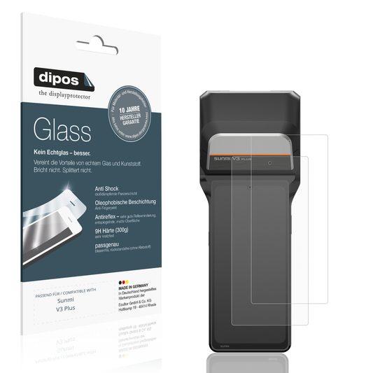 Matte Displayschutzfolie von dipos passend für Sunmi V3 Plus, 9H kratzfest und blasenfrei montiert