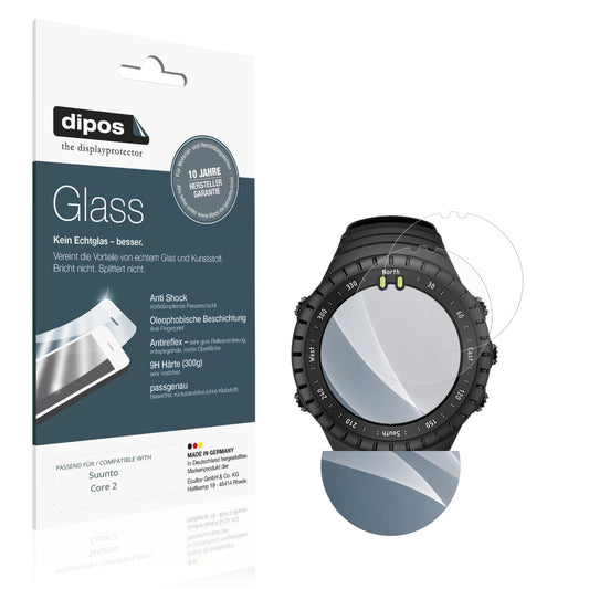 Matte Displayschutzfolie von dipos passend für Suunto Core 2, 9H kratzfest und blasenfrei montiert
