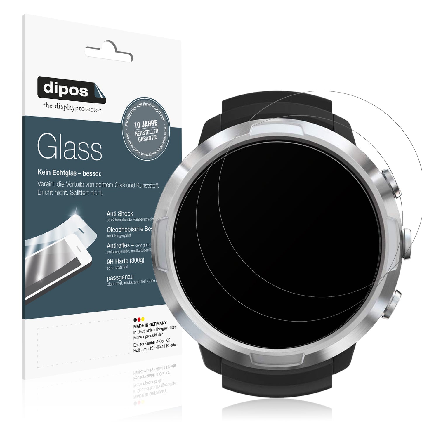 Matte Displayschutzfolie von dipos passend für Suunto D5 Tauchcomputer, 9H kratzfest und blasenfrei montiert