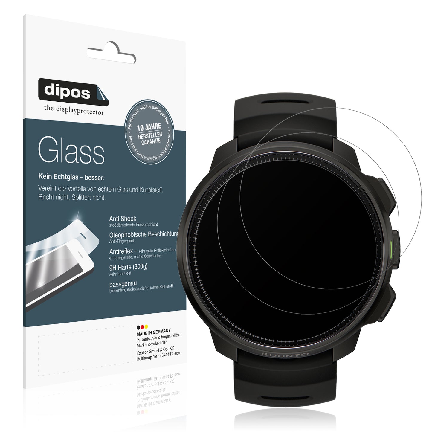 Matte Displayschutzfolie von dipos passend für Suunto Ocean, 9H kratzfest und blasenfrei montiert
