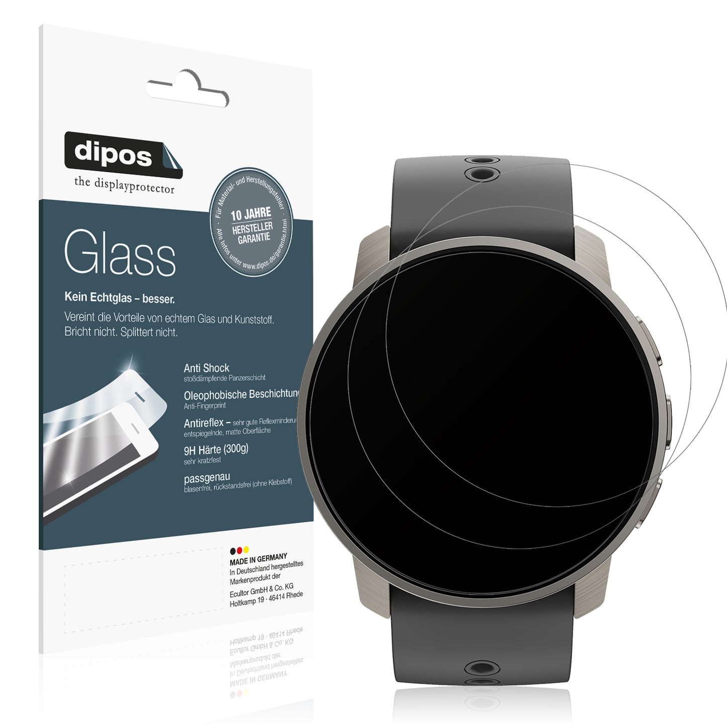 Matte Displayschutzfolie von dipos passend für Suunto Peak Pro, 9H kratzfest und blasenfrei montiert