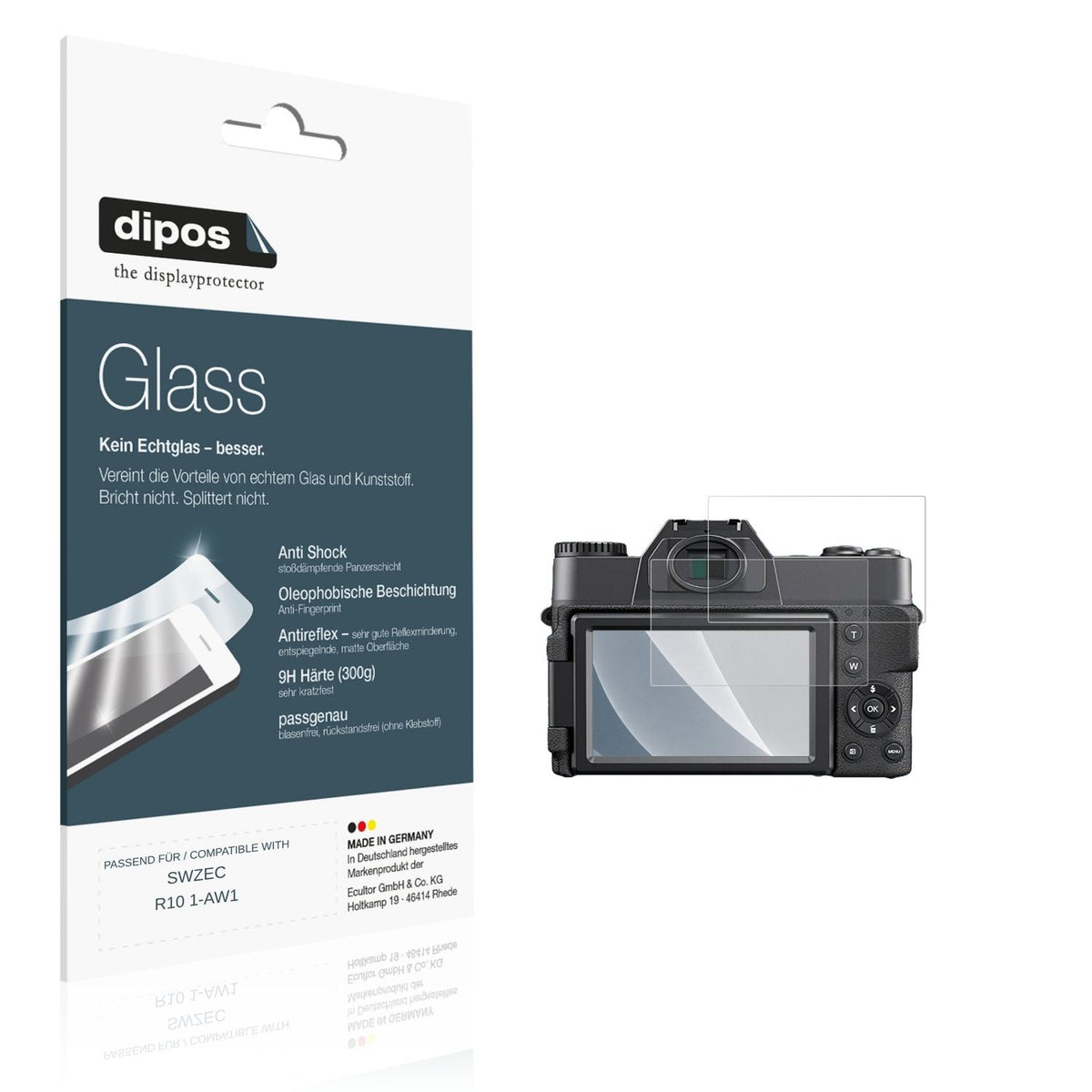 Matte Displayschutzfolie von dipos passend für SWZEC R10 1-AW1, 9H kratzfest und blasenfrei montiert