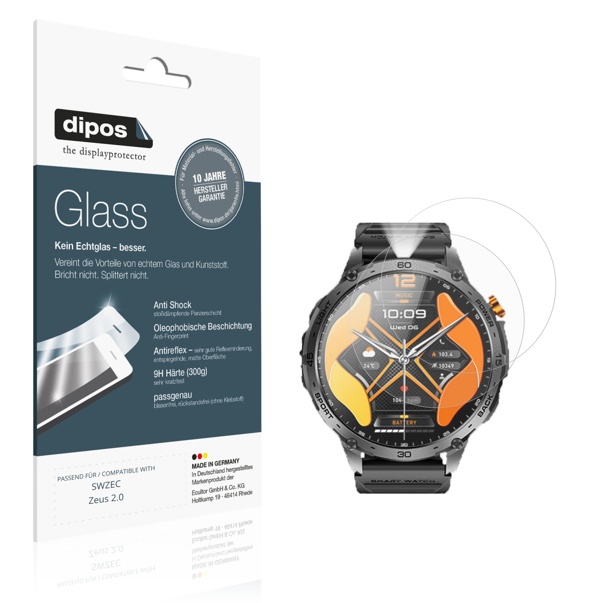 Matte Displayschutzfolie von dipos passend für SWZEC Zeus 2.0, 9H kratzfest und blasenfrei montiert