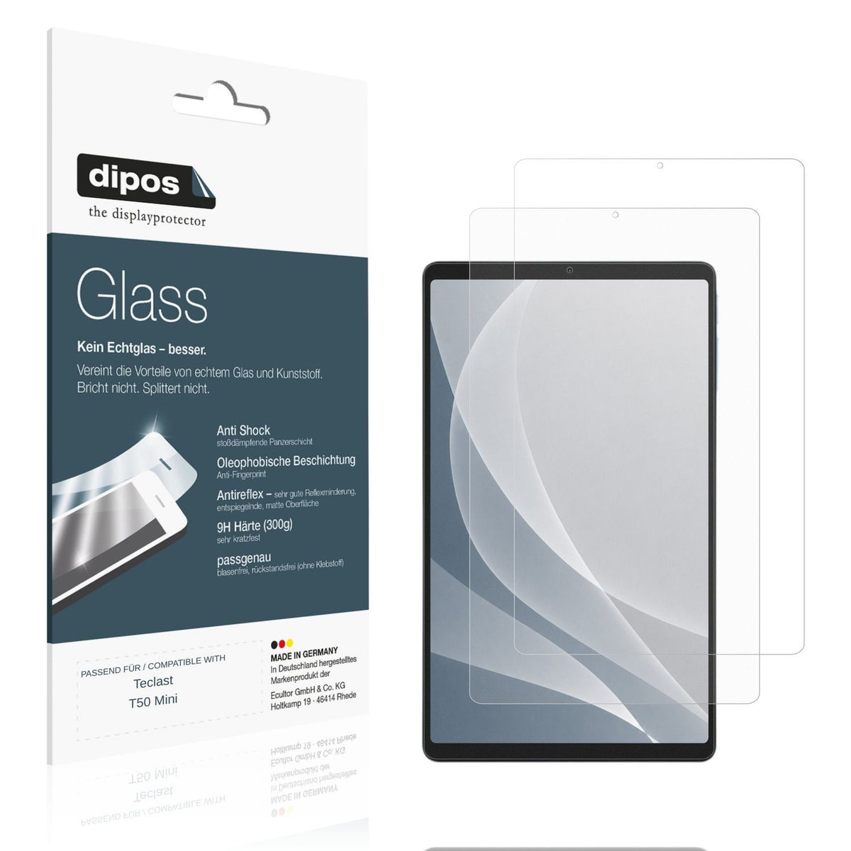 Matte Displayschutzfolie von dipos passend f�r Teclast T50 Mini, 9H kratzfest und blasenfrei montiert
