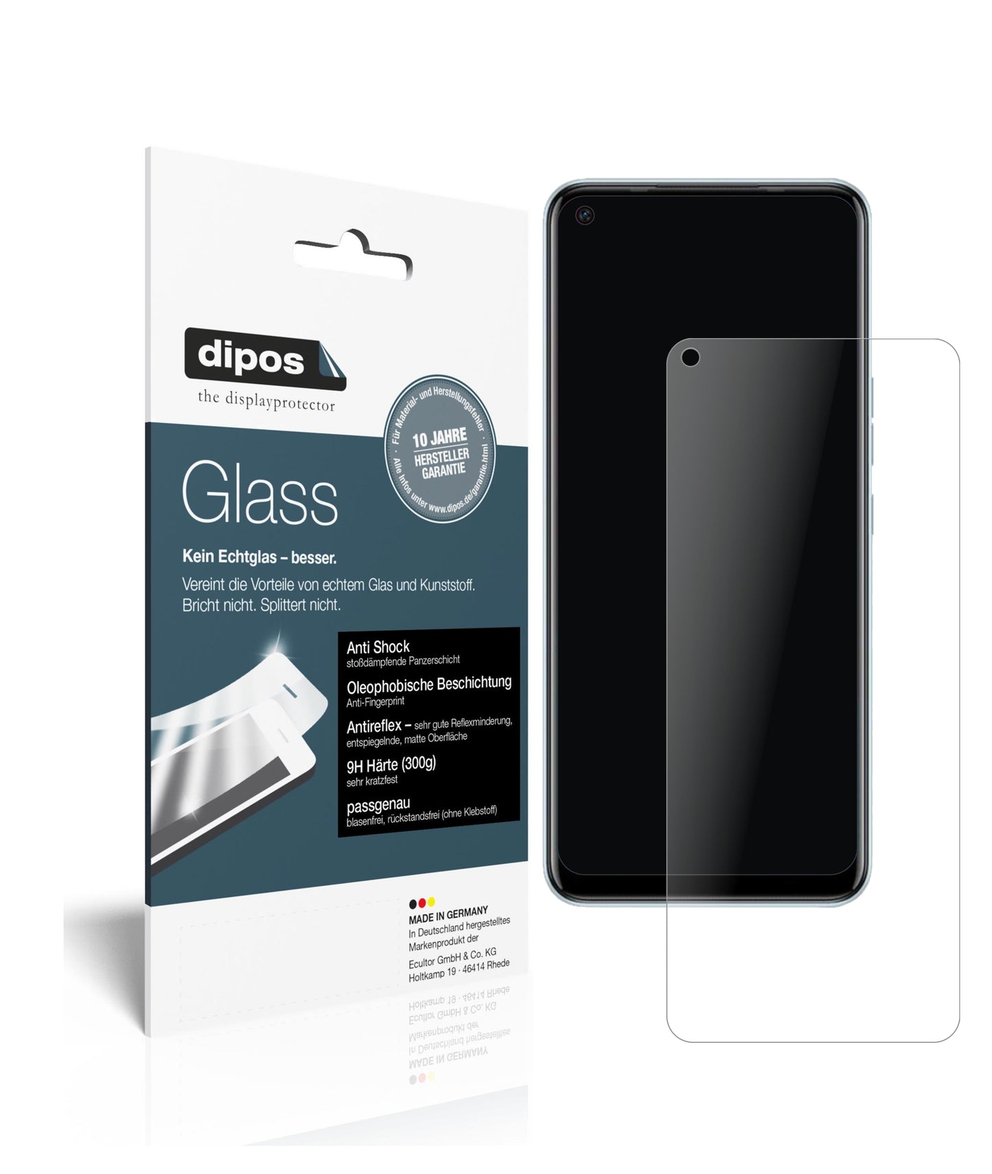 Matte Displayschutzfolie von dipos passend für Tecno Camon 16, 9H kratzfest und blasenfrei montiert