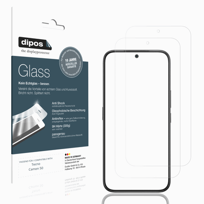 Matte Displayschutzfolie von dipos passend für Tecno Camon 50, 9H kratzfest und blasenfrei montiert