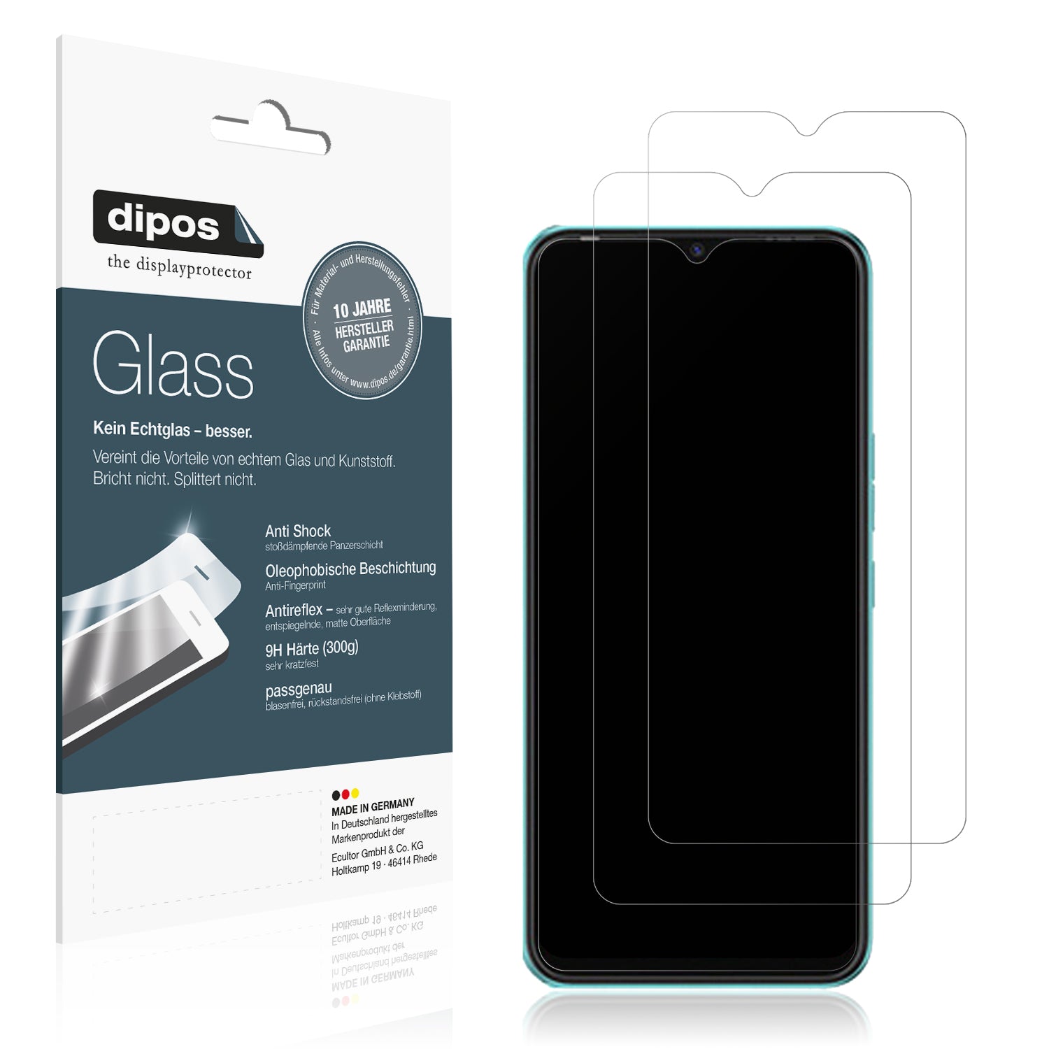 Matte Displayschutzfolie von dipos passend für TECNO Spark 8C, 9H kratzfest und blasenfrei montiert