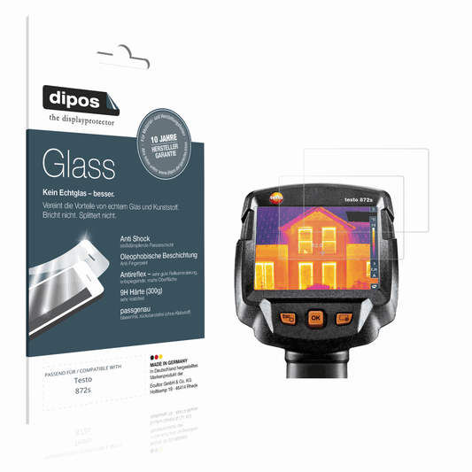 Matte Displayschutzfolie von dipos passend für Testo 872s, 9H kratzfest und blasenfrei montiert
