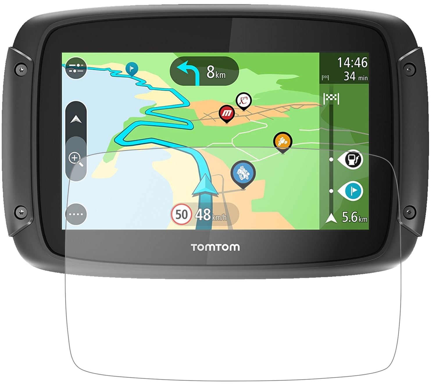 Matte Displayschutzfolie von dipos passend für TomTom Rider 500, 9H kratzfest und blasenfrei montiert