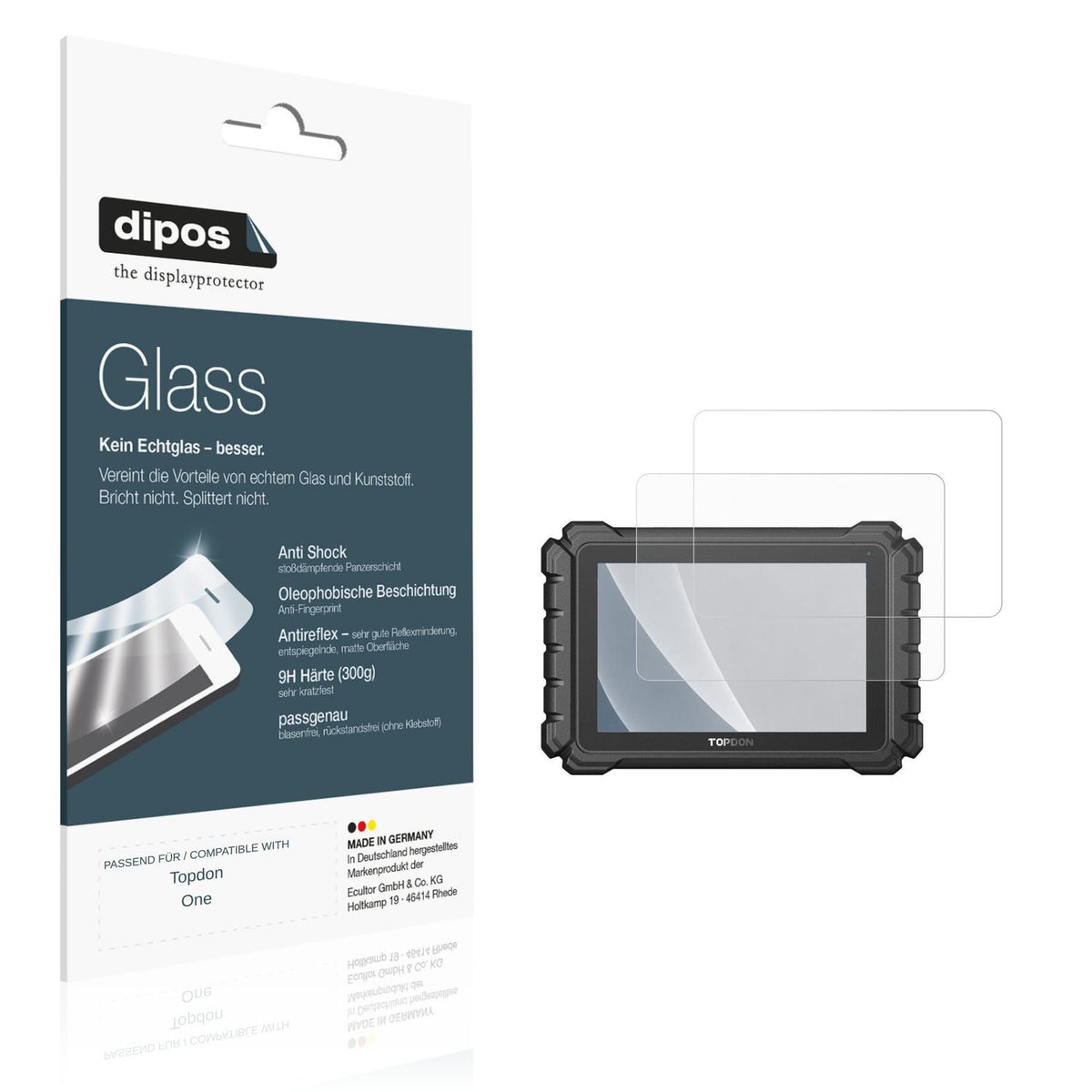 Matte Displayschutzfolie von dipos passend für Topdon One, 9H kratzfest und blasenfrei montiert