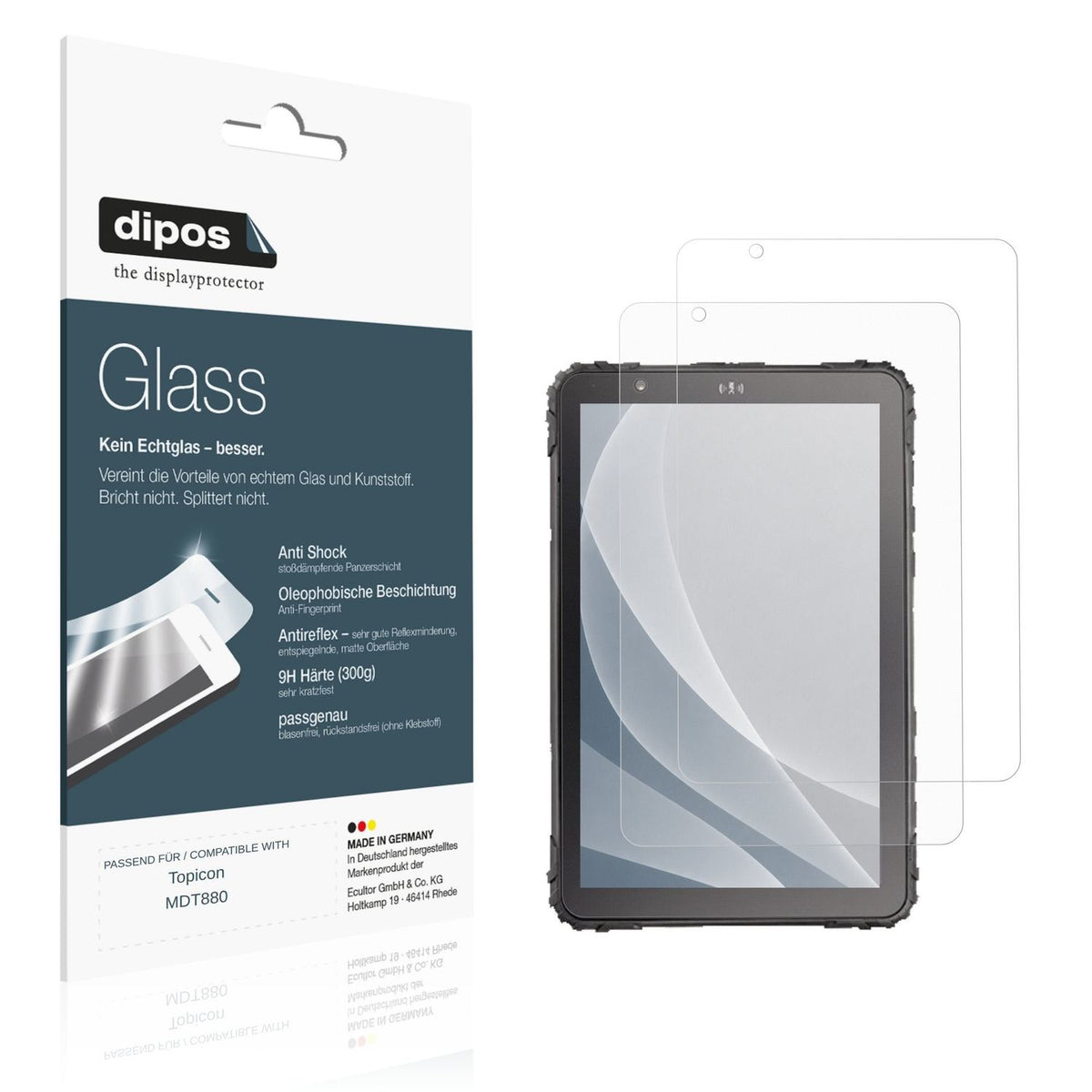 Matte Displayschutzfolie von dipos passend für Topicon MDT880, 9H kratzfest und blasenfrei montiert