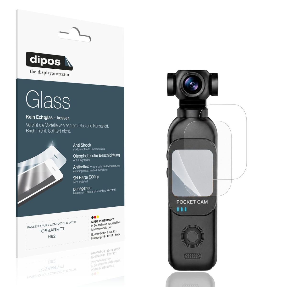 Matte Displayschutzfolie von dipos passend für TOSBARRFT H92, 9H kratzfest und blasenfrei montiert