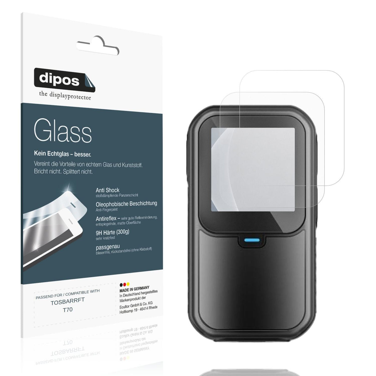 Matte Displayschutzfolie von dipos passend für TOSBARRFT T70, 9H kratzfest und blasenfrei montiert
