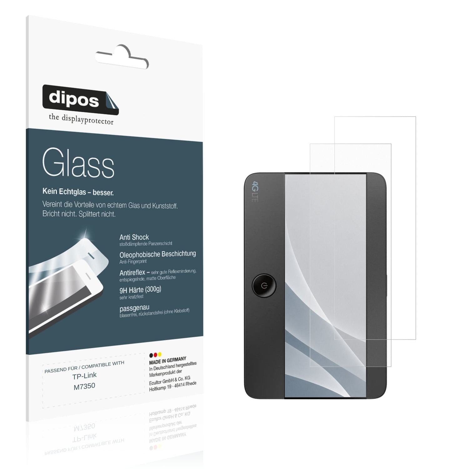 Matte Displayschutzfolie von dipos passend für TP-Link M7350, 9H kratzfest und blasenfrei montiert