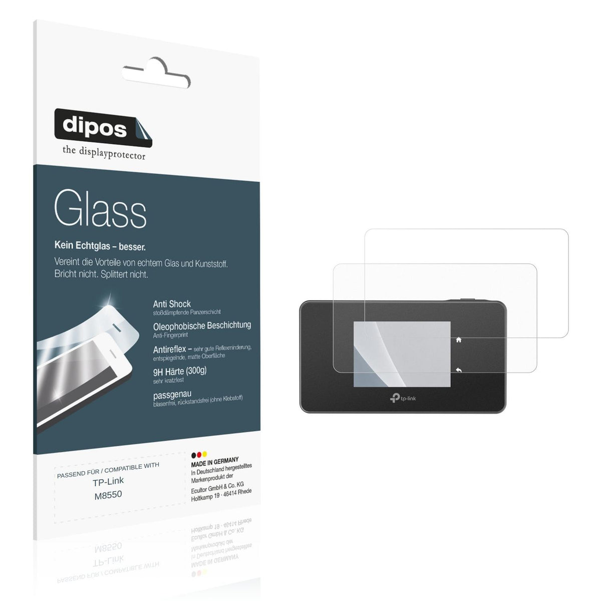 Matte Displayschutzfolie von dipos passend für TP-Link M8550, 9H kratzfest und blasenfrei montiert