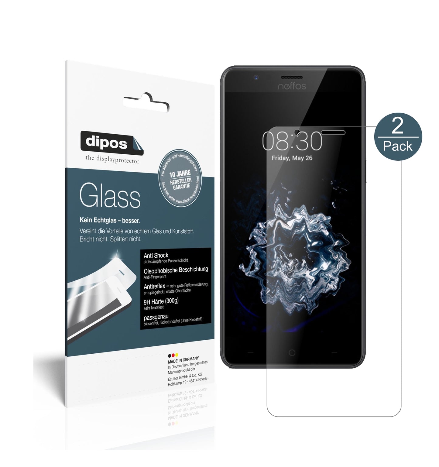Matte Displayschutzfolie von dipos passend für TP-Link Neffos N1, 9H kratzfest und blasenfrei montiert