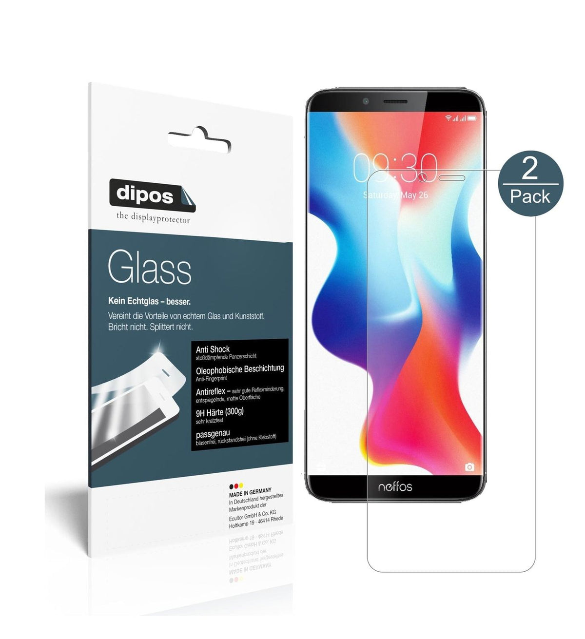 Matte Displayschutzfolie von dipos passend für TP-Link Neffos X9, 9H kratzfest und blasenfrei montiert