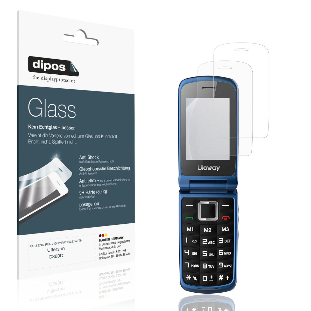 Matte Displayschutzfolie von dipos passend für Ufferson G380D, 9H kratzfest und blasenfrei montiert