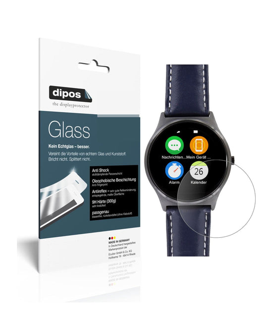 Matte Displayschutzfolie von dipos passend für Uhr 48.5 mm Durchmesser, 9H kratzfest und blasenfrei montiert