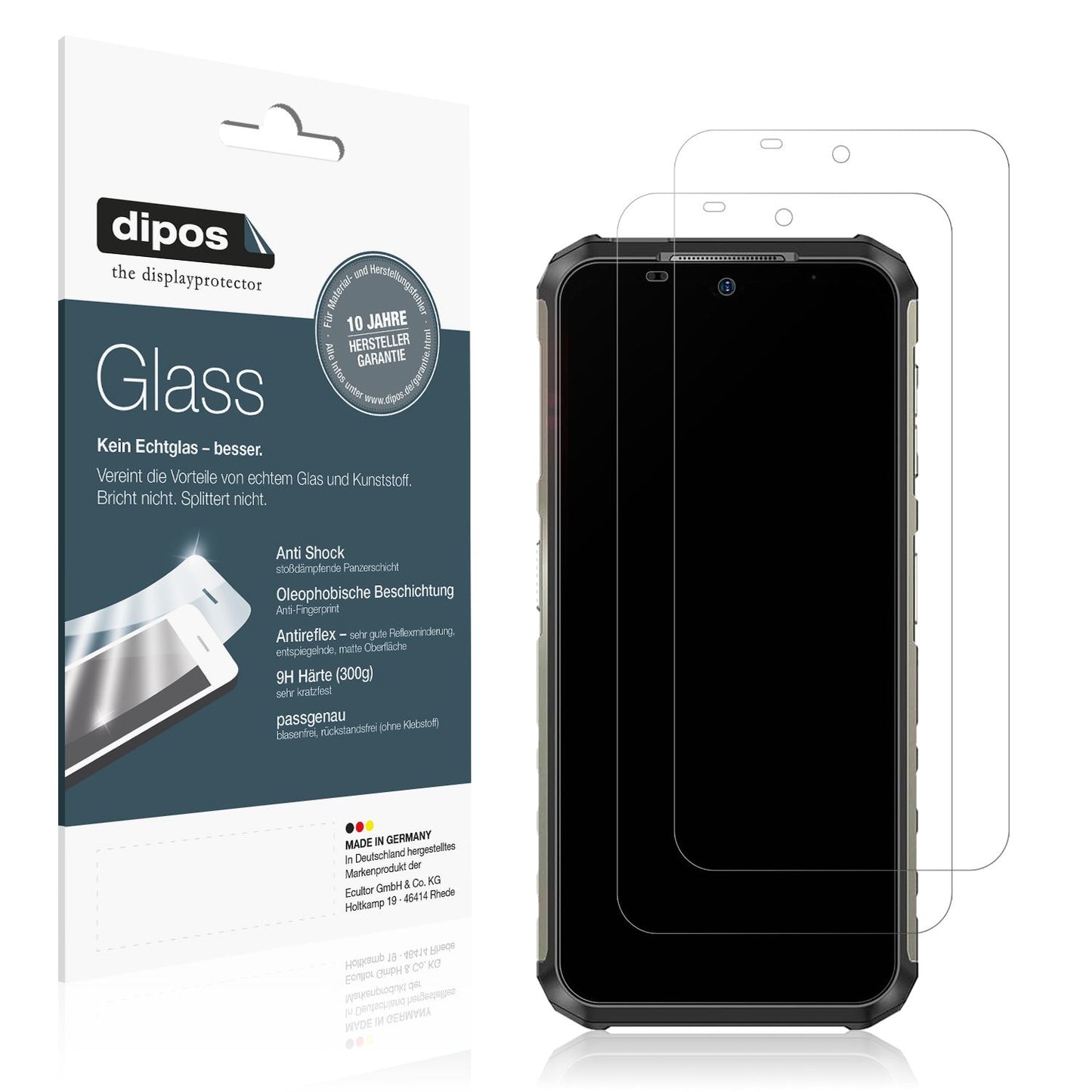 Matte Displayschutzfolie von dipos passend für Ulefone Armor 22, 9H kratzfest und blasenfrei montiert