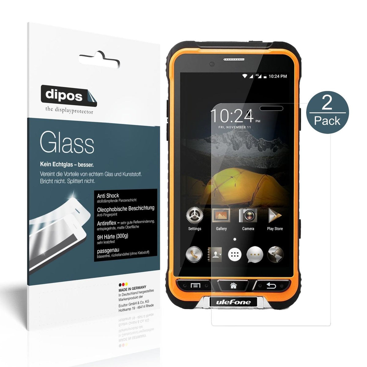 Matte Displayschutzfolie von dipos passend für Ulefone Armor, 9H kratzfest und blasenfrei montiert