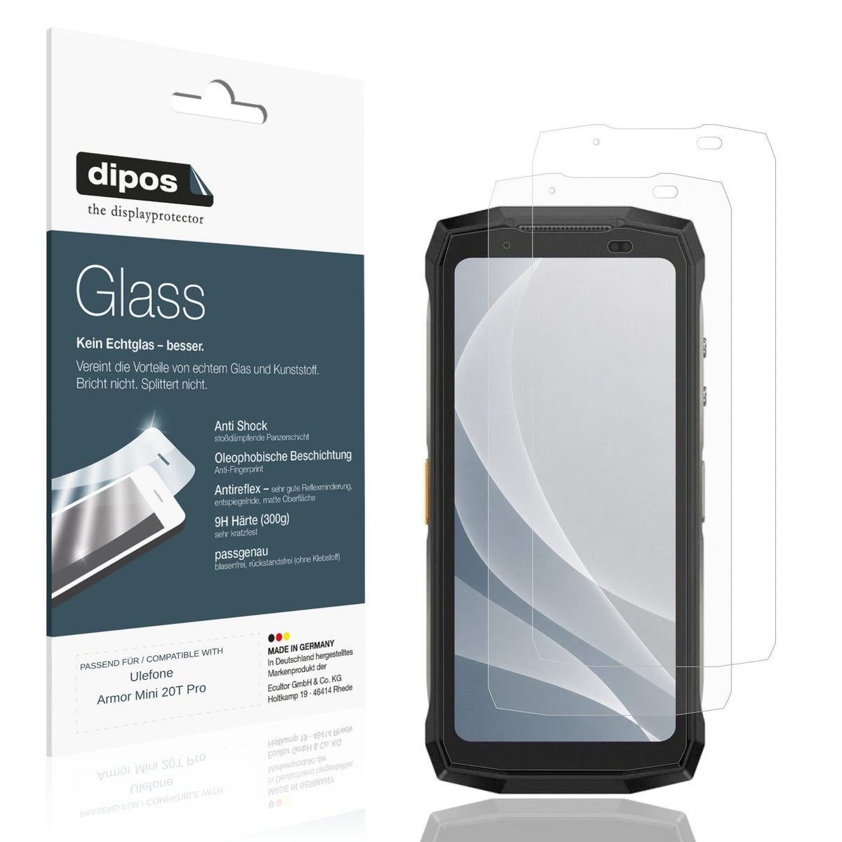 Matte Displayschutzfolie von dipos passend für Ulefone Armor Mini 20T Pro, 9H kratzfest und blasenfrei montiert