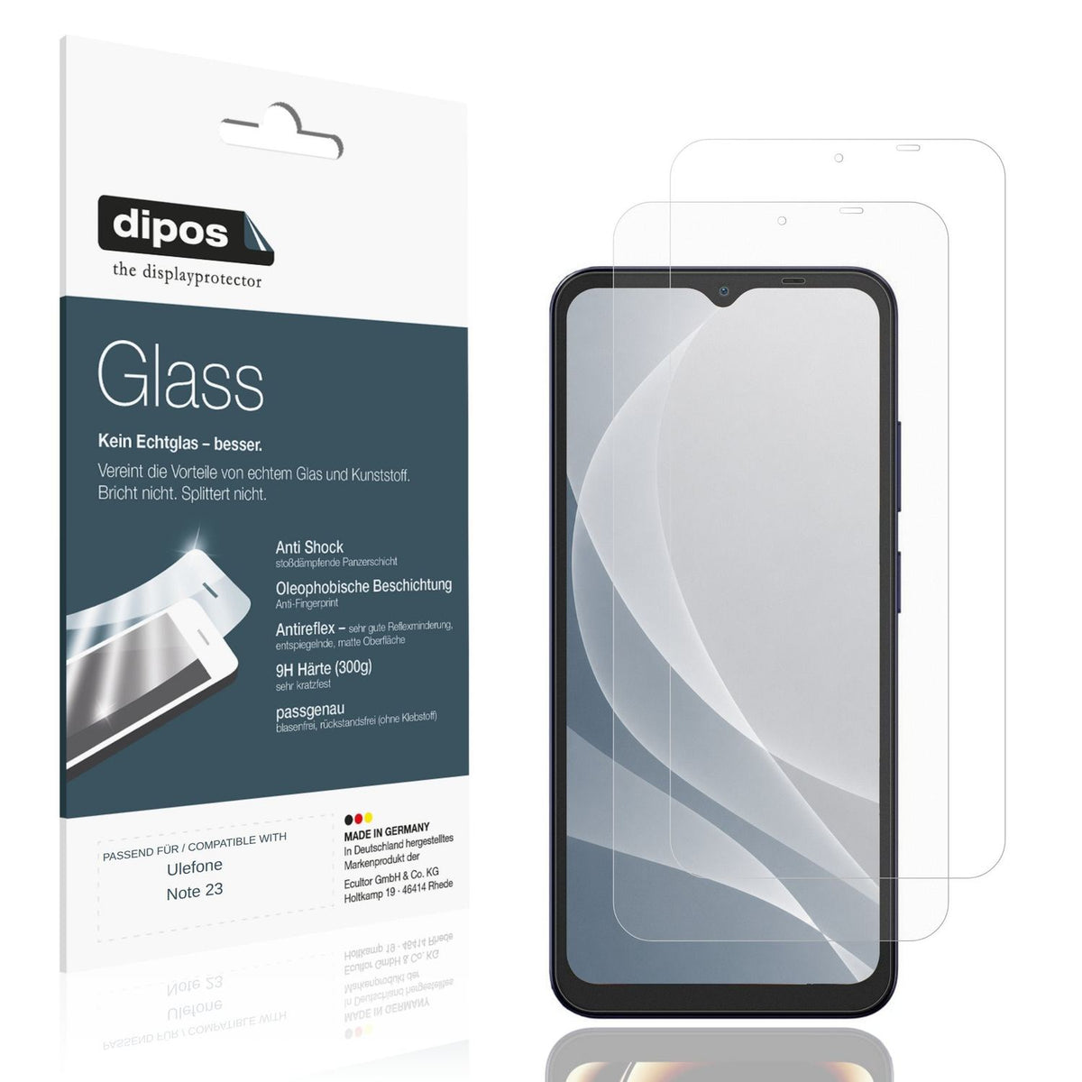 Matte Displayschutzfolie von dipos passend für Ulefone Note 23, 9H kratzfest und blasenfrei montiert