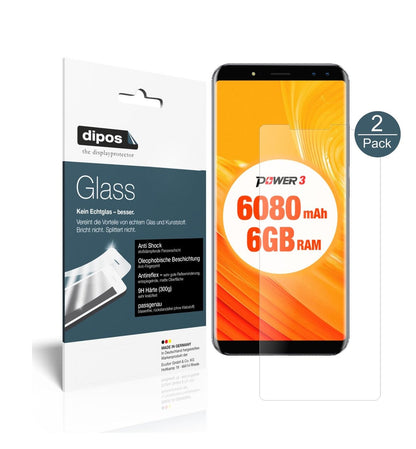 Matte Displayschutzfolie von dipos passend für Ulefone Power 3, 9H kratzfest und blasenfrei montiert