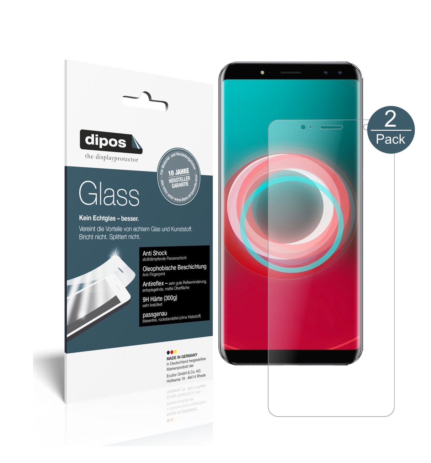 Matte Displayschutzfolie von dipos passend für Ulefone Power 3S, 9H kratzfest und blasenfrei montiert