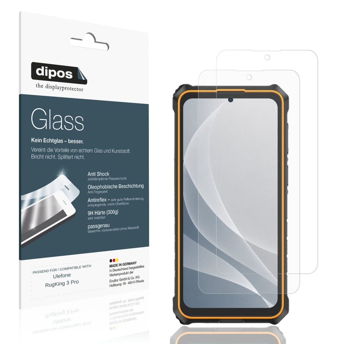 Matte Displayschutzfolie von dipos passend für Ulefone RugKing 3 Pro, 9H kratzfest und blasenfrei montiert