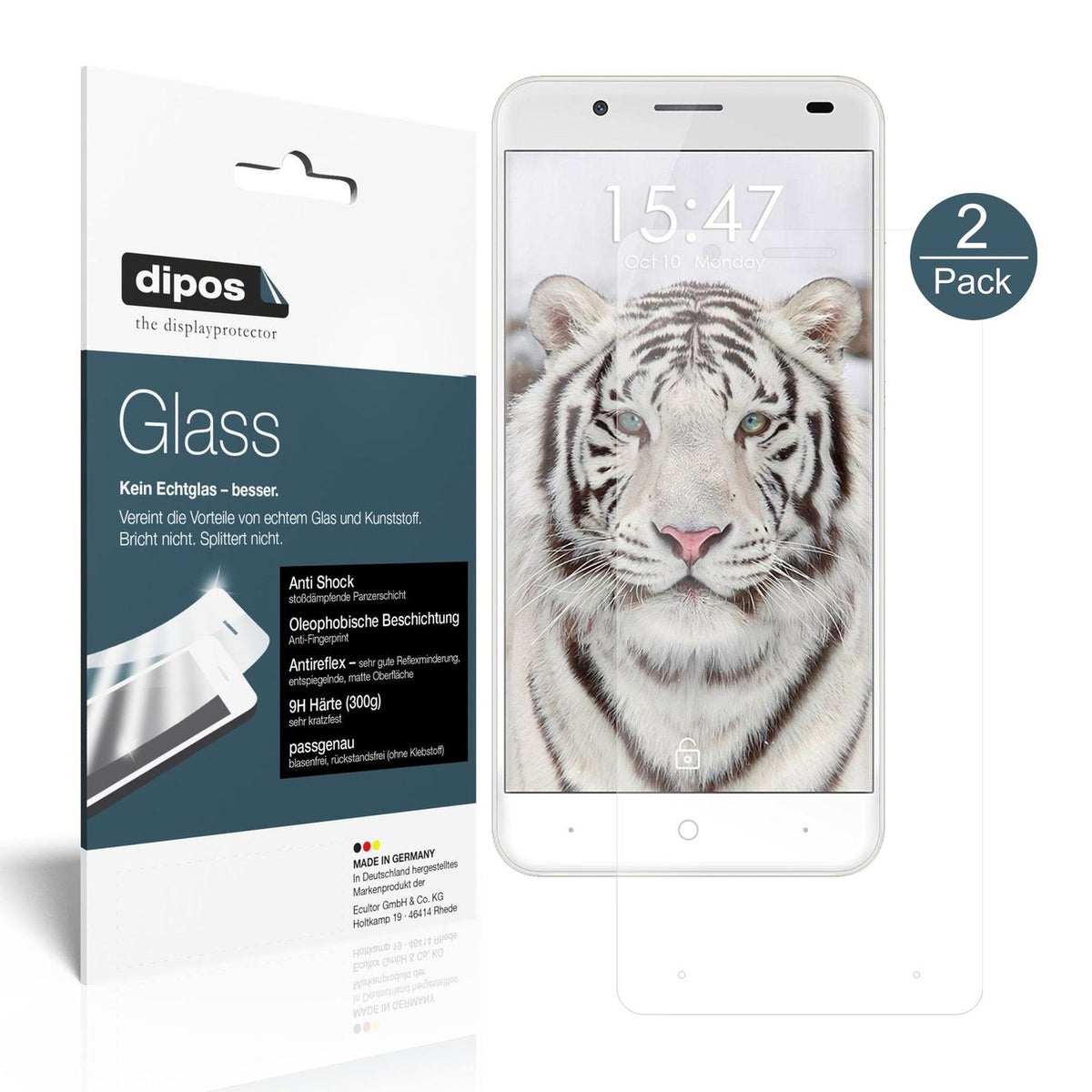 Matte Displayschutzfolie von dipos passend für Ulefone Tiger, 9H kratzfest und blasenfrei montiert