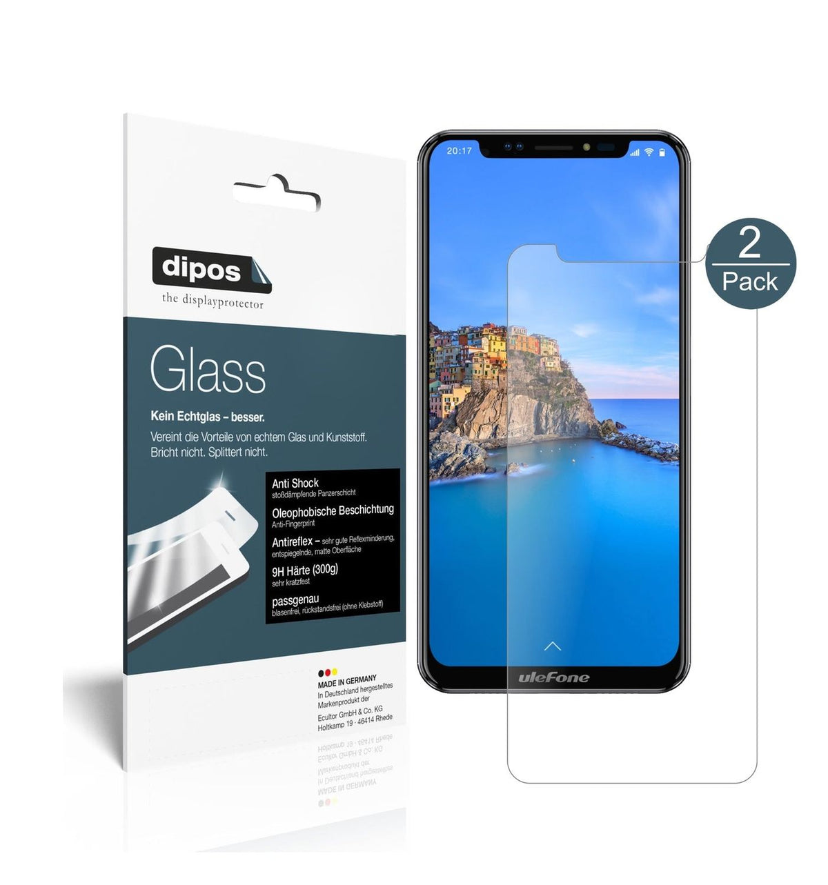 Matte Displayschutzfolie von dipos passend für Ulefone X, 9H kratzfest und blasenfrei montiert