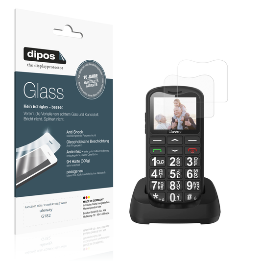 Matte Displayschutzfolie von dipos passend für uleway G182, 9H kratzfest und blasenfrei montiert