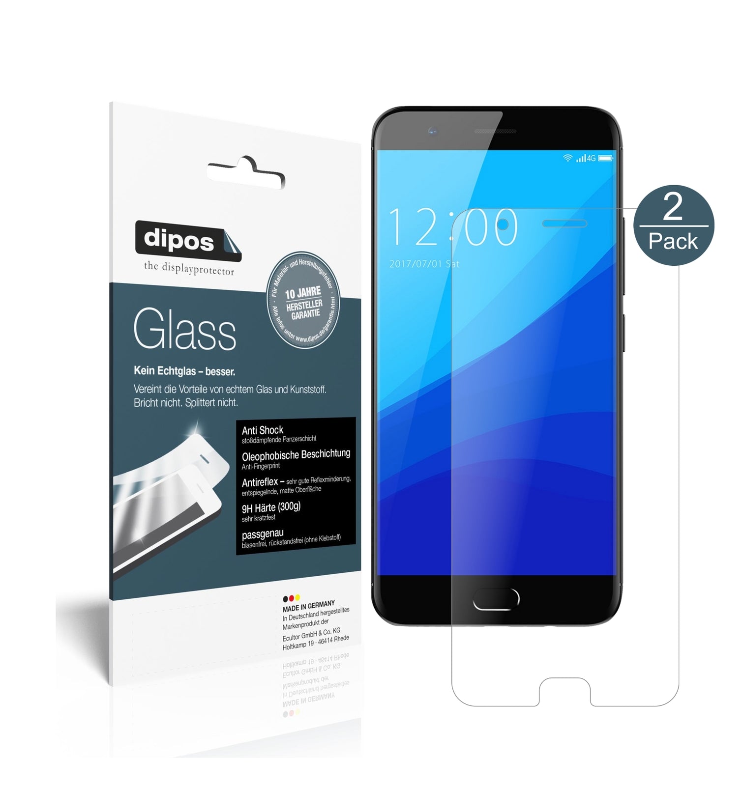 Matte Displayschutzfolie von dipos passend für Umidigi C2, 9H kratzfest und blasenfrei montiert