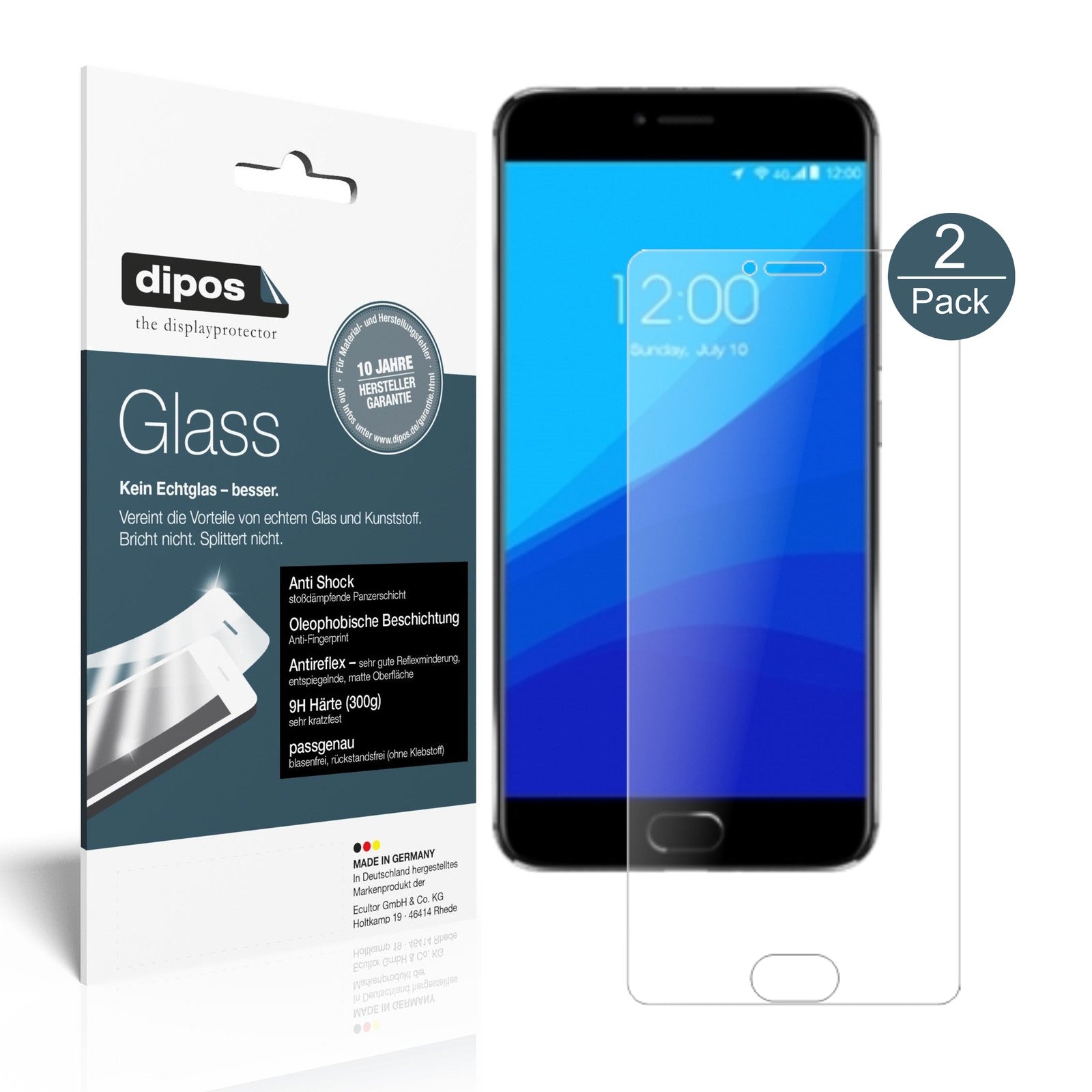 Matte Displayschutzfolie von dipos passend für Umidigi Z1, 9H kratzfest und blasenfrei montiert