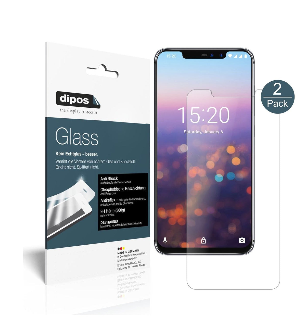 Matte Displayschutzfolie von dipos passend für Umidigi Z2 Pro, 9H kratzfest und blasenfrei montiert