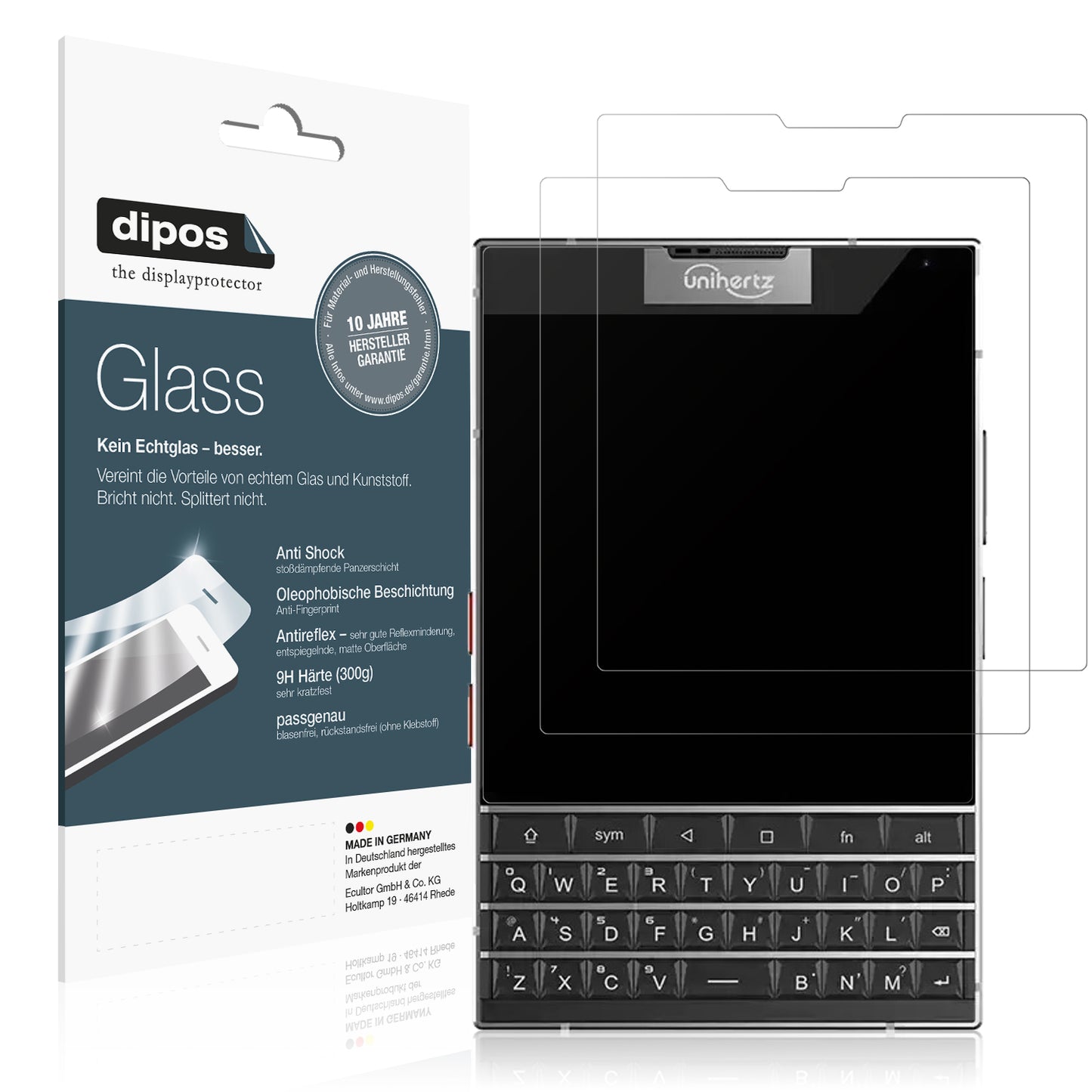 Matte Displayschutzfolie von dipos passend für Unihertz Titan 2, 9H kratzfest und blasenfrei montiert