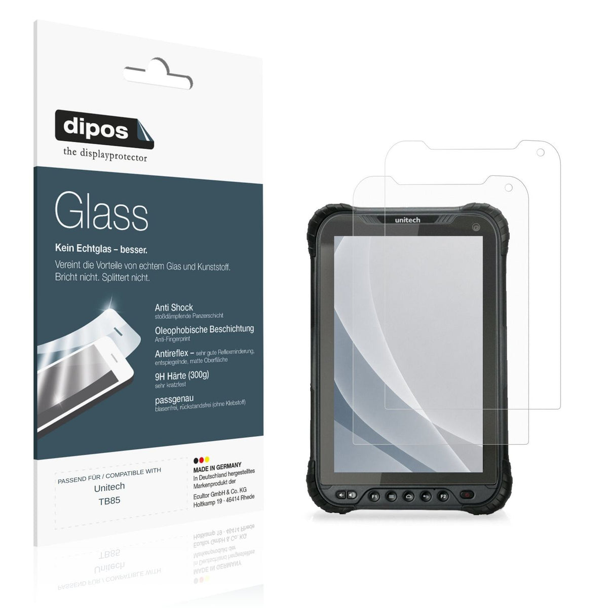 Matte Displayschutzfolie von dipos passend für Unitech TB85, 9H kratzfest und blasenfrei montiert
